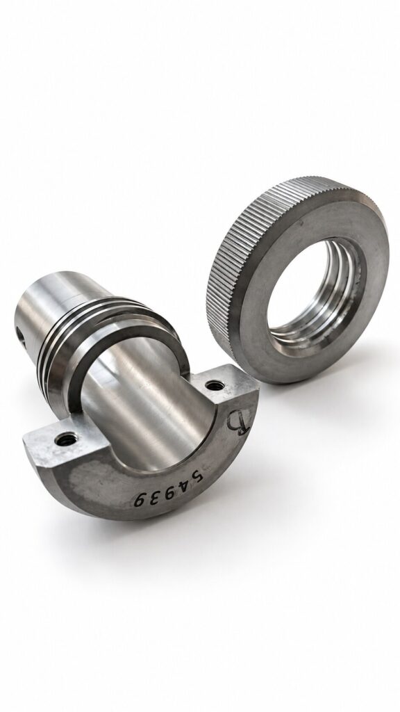 Threaded and knurled cutting machine components